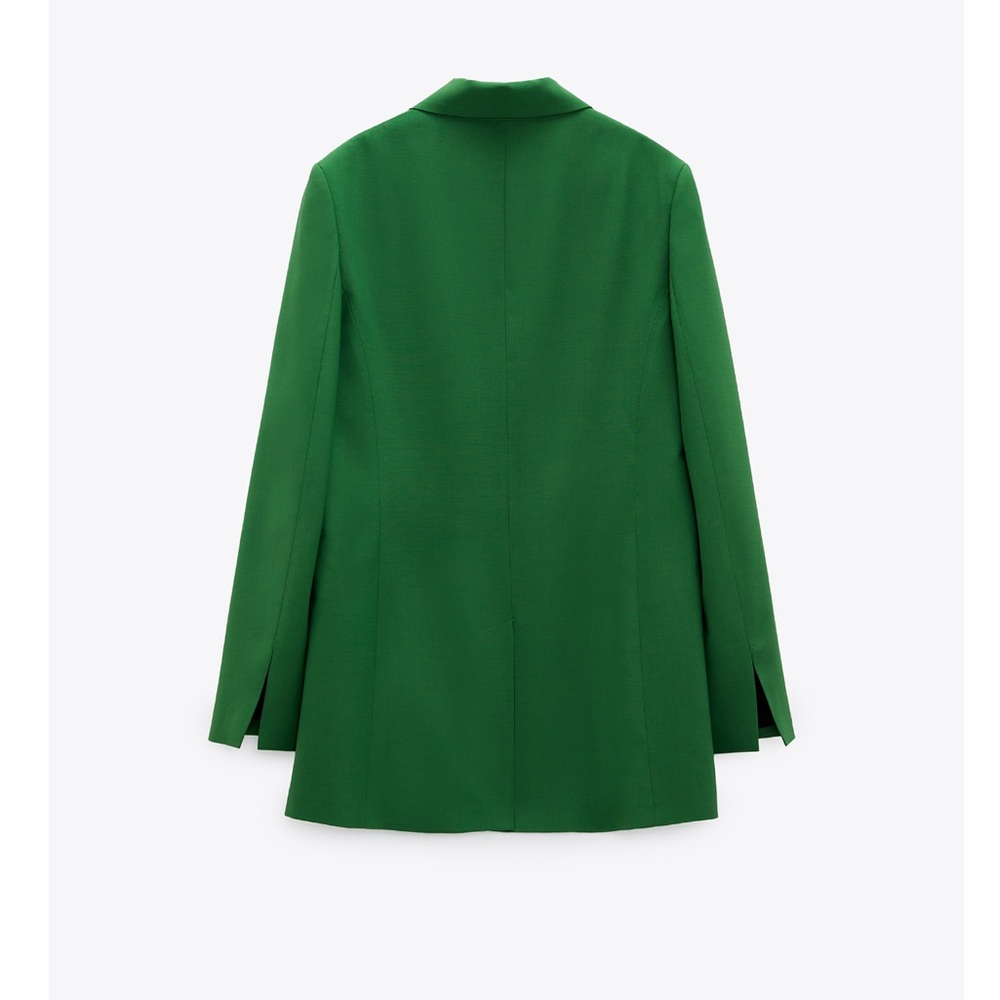 Zara Straight Cut Classic Blazer Xs Green New - image 2